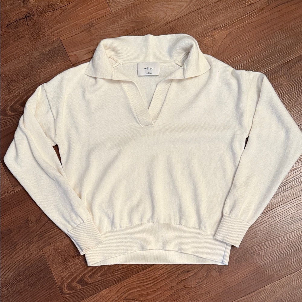 Aritzia Wilfred V-Neck Sweater Cream